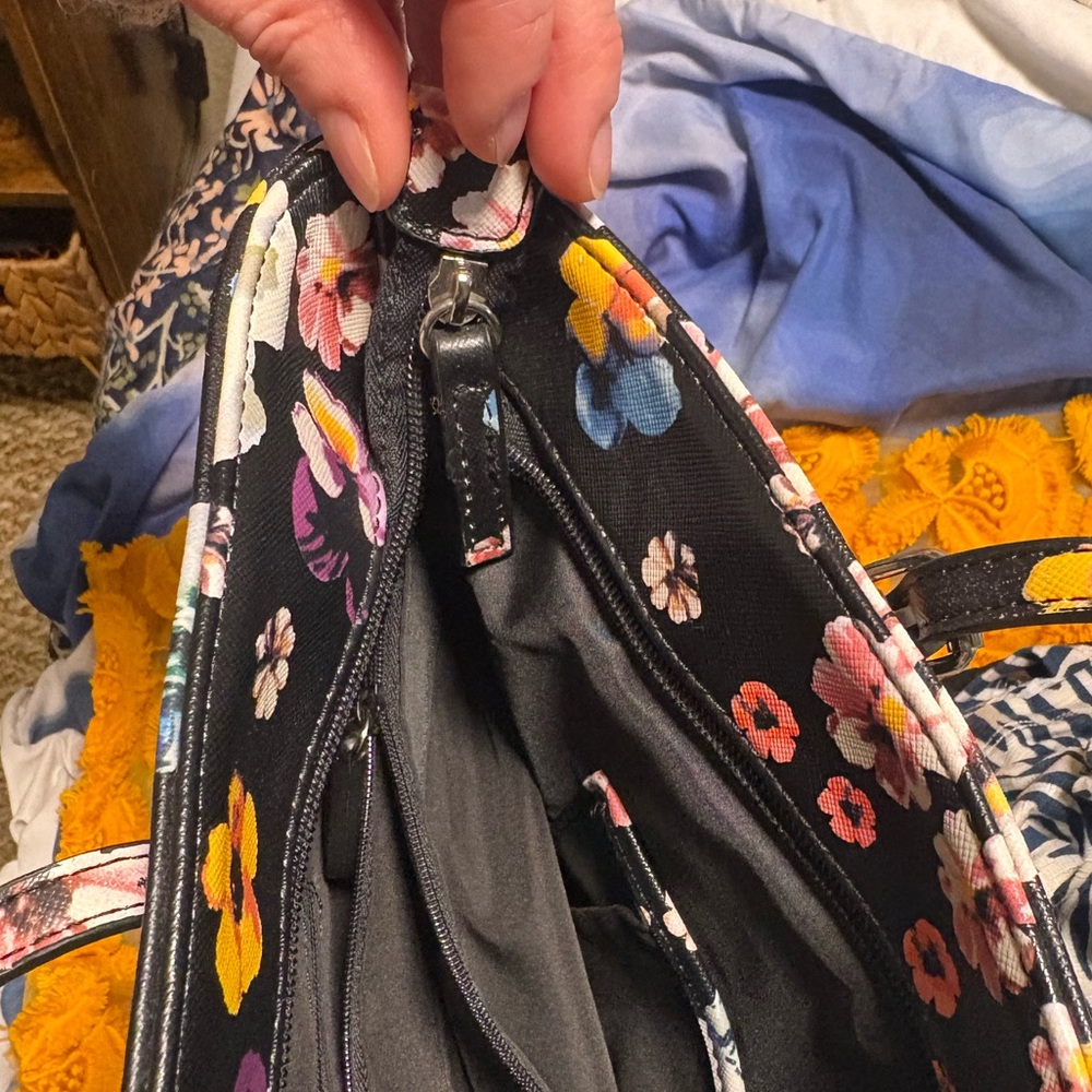 Floral Black Vinyl Carry-on Tote Bag - Picture 11 of 12